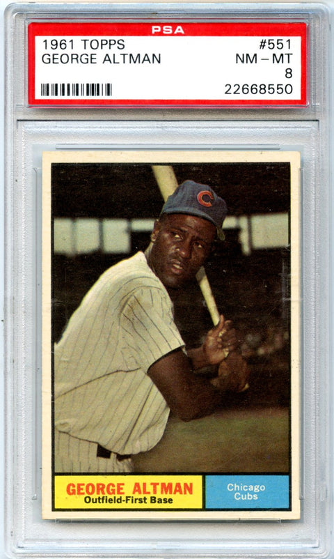 George Altman 1961 Topps #551 PSA 8