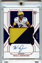 Will Johnson 2025 National Treasures Football Red Jumbo Patch Auto 1/11 #94