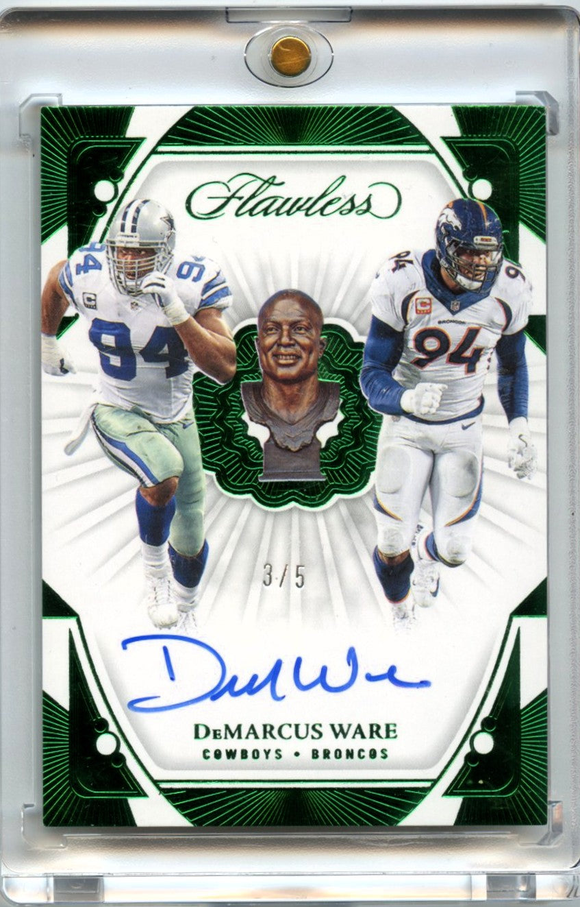 Demarcus Ware 2024 Flawless Football Career Progressions Green Auto 3/5 #CP-DWE