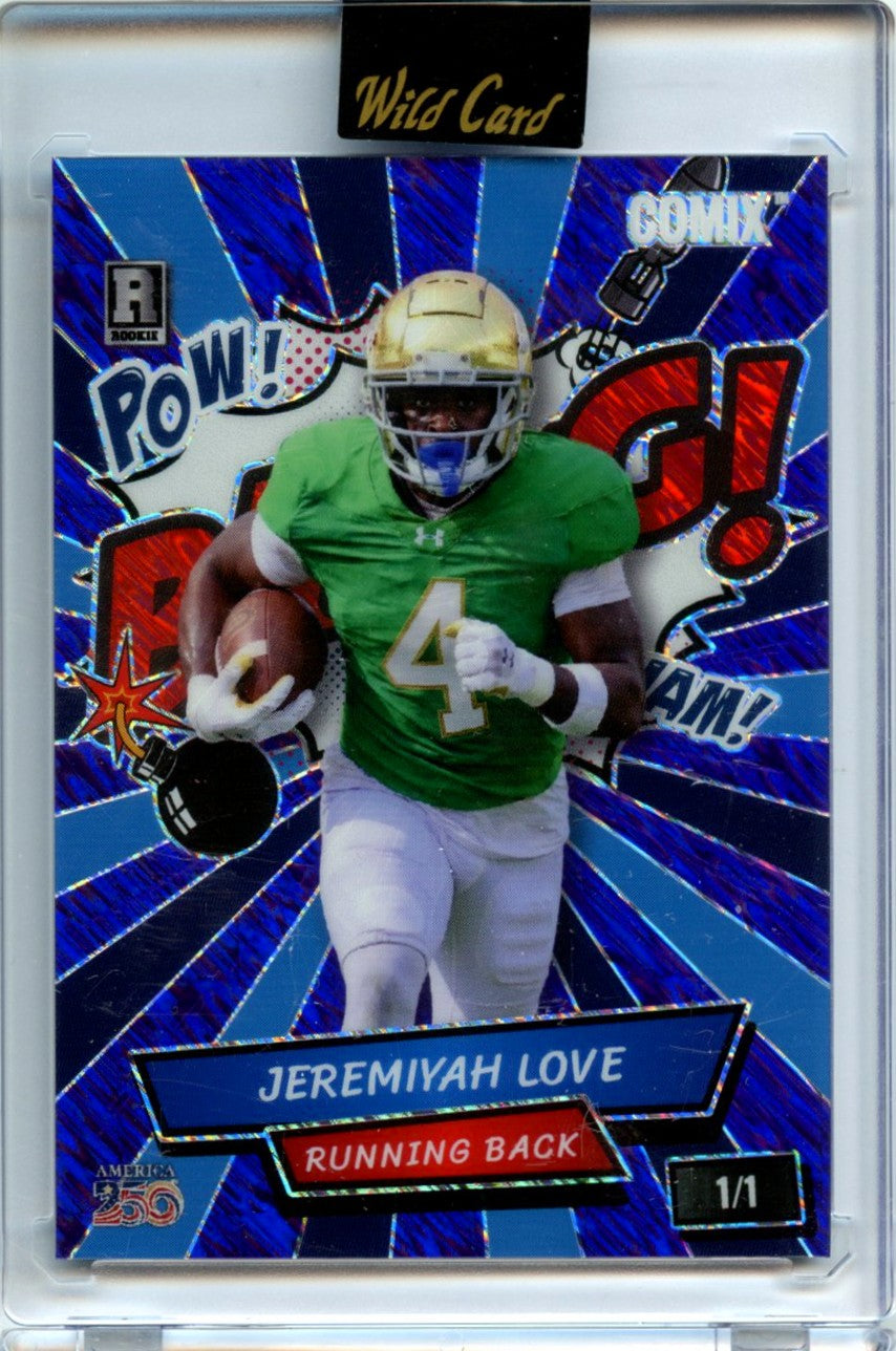 Jeremiyah Love 2026 Wild Card Comix America 250 Blue 1/1 #ACWH-JL