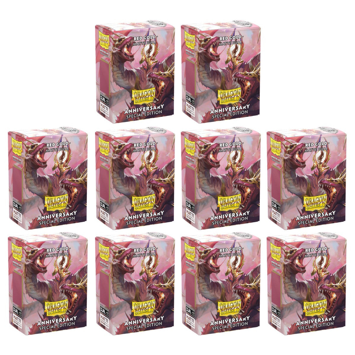 Dragon Shield Sleeves Standard Dual Matte Pomegranate Gold Special Edition 100 Ct 10 Packs ATM15065K2