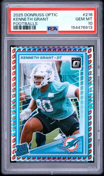 Kenneth Grant 2025 Panini Donruss Optic Footballs 14/16 #216 PSA 10