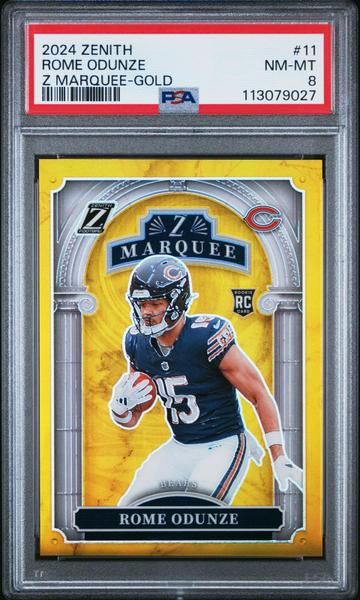 Rome Odunze 2024 Panini Zenith Z Marquee Gold 3/10 #11 PSA 8