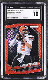 Johnny Manziel Red Power 2025 Prizm Black 48/75 #33 CGC 10